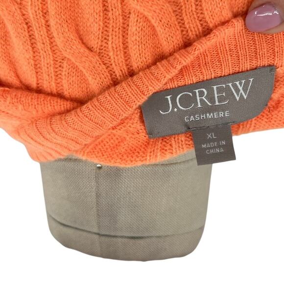 J. Crew Cashmere Cable-Knit Henley T-shirt Sweater Orange Size XL - Picture 7 of 10